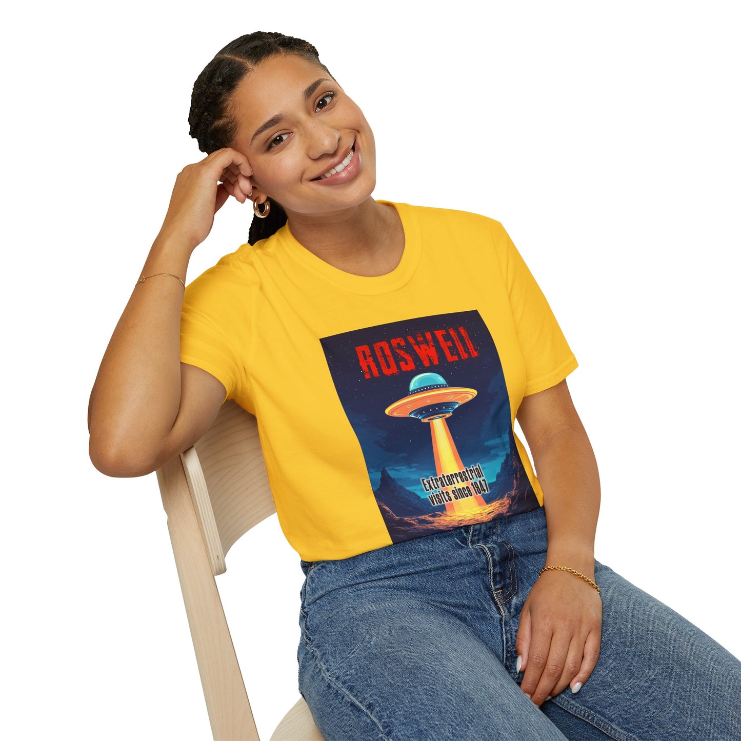 Roswell Alien Encounter Unisex T-Shirt, Retro Space UFO Tee, Sci-Fi Lovers Gift, Convention Wear, Extraterrestrial Tee, graphic design, png