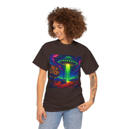 Area 51 Stop UFO Abduction T-Shirt — Neon Alien Invasion Tee