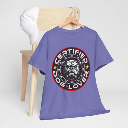 Certified Dog Lover Unisex Tee - Bulldog Print Design, GraphicTees, t-shirt, tshirt, png