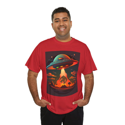 UFO, Bigfoot, Unisex Heavy Cotton Tee, graphic design, t-shirt, t-shirts, tshirts, png