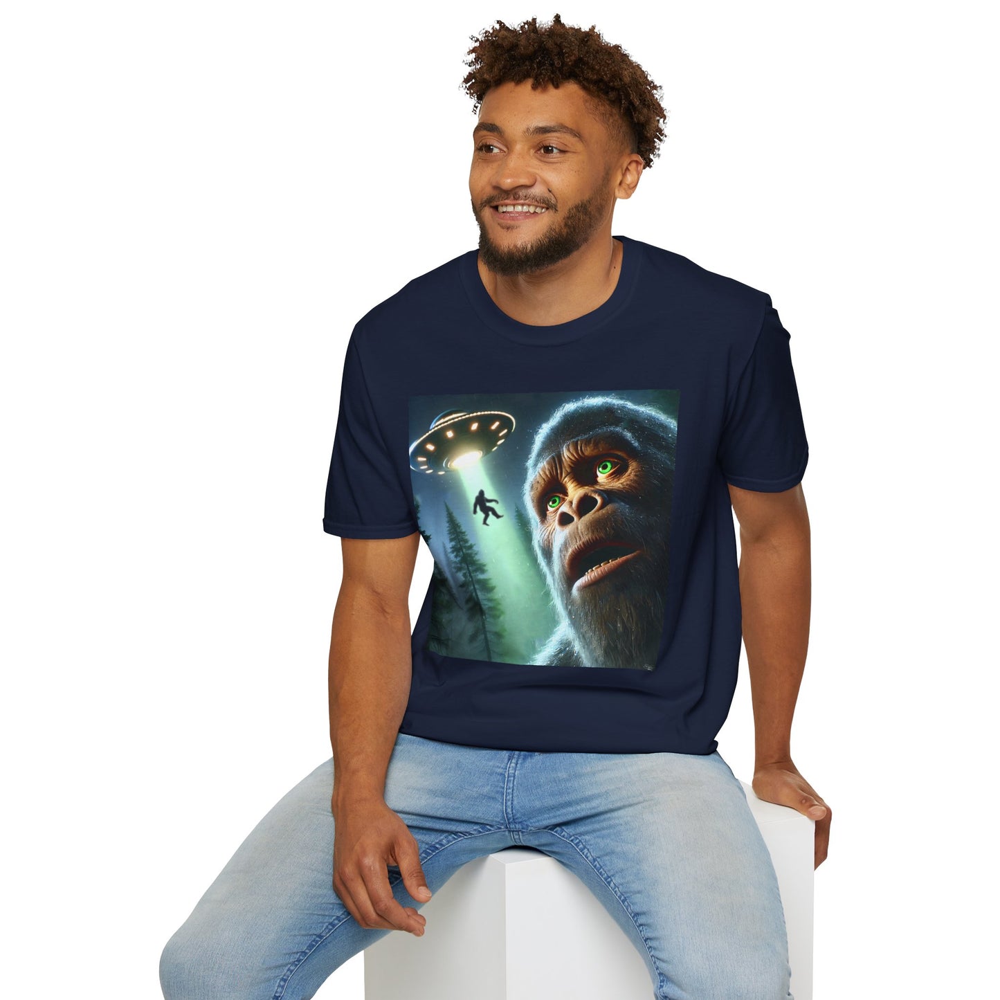 Bigfoot UFO Unisex T-Shirt, Funny Graphic Tee, Gift for Alien Lovers, Unique Summer Shirt, Casual Everyday Wear, t-shirt, tshirts, party