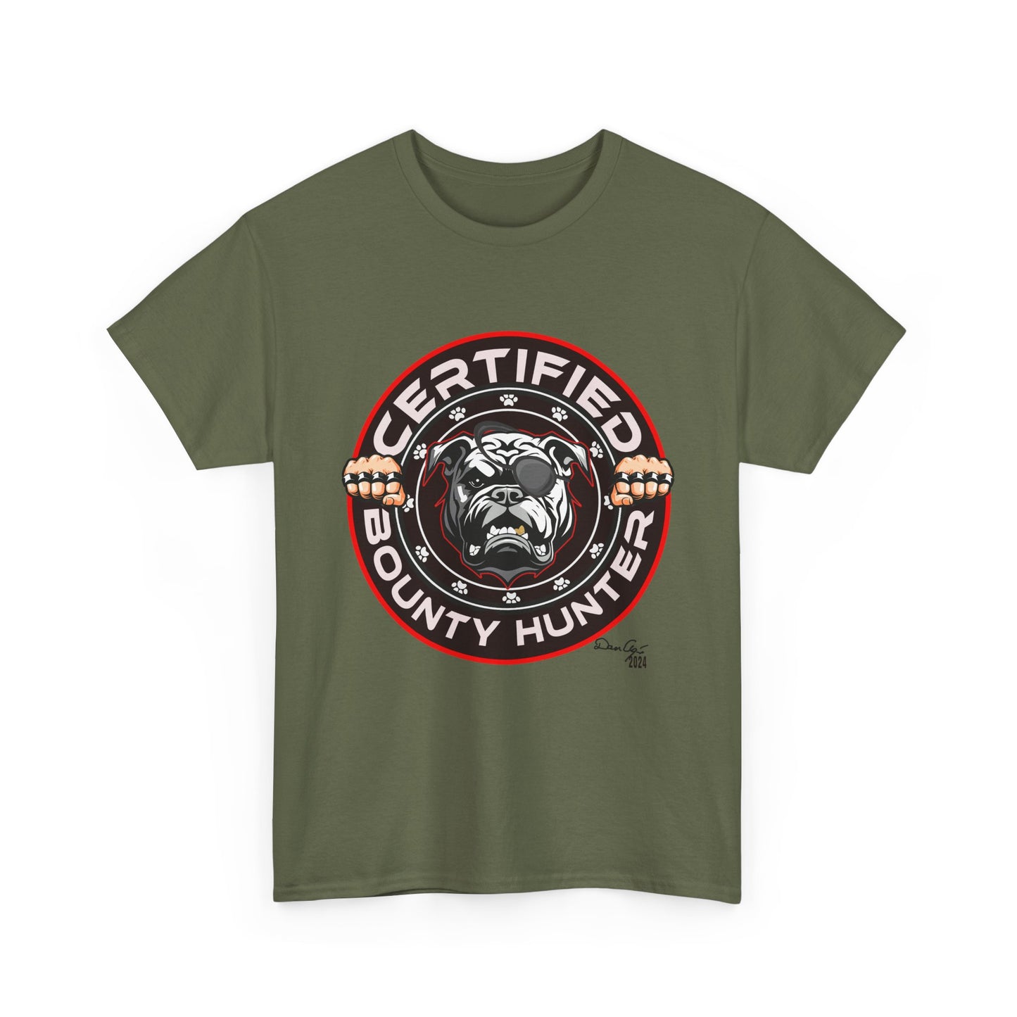 Certified Bounty Hunter, Unisex Heavy Cotton Tee, comedy, bulldog, print design, png, GraphicTees