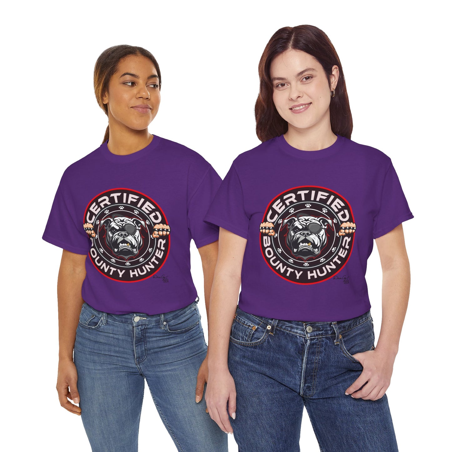 Certified Bounty Hunter, Unisex Heavy Cotton Tee, comedy, bulldog, print design, png, GraphicTees