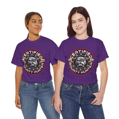 Certified Bounty Hunter, Unisex Heavy Cotton Tee, comedy, bulldog, print design, png, GraphicTees
