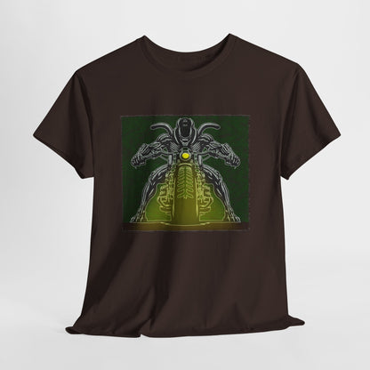 Alien Biker Neon Sci‑Fi Motorcycle T-Shirt