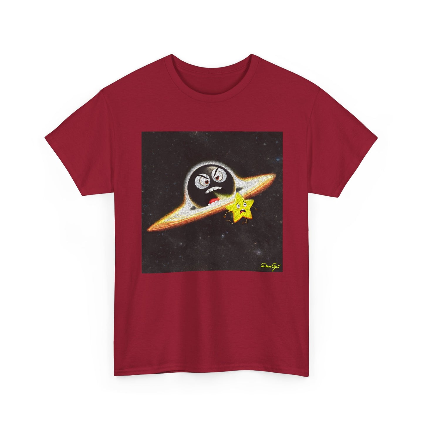BlackHole Chasing Star, Space-Themed Unisex Heavy Cotton Tee with Cartoon Penguin Design, graphic design, png