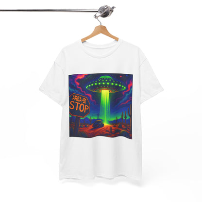 Area 51 Stop UFO Abduction T-Shirt — Neon Alien Invasion Tee