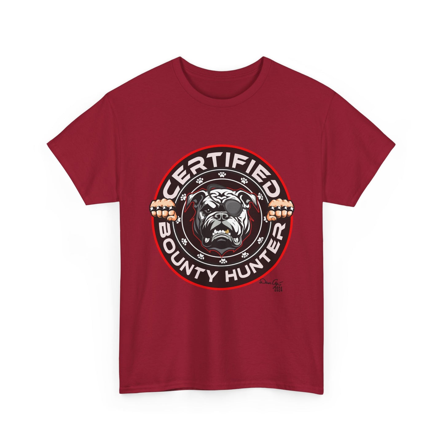 Certified Bounty Hunter, Unisex Heavy Cotton Tee, comedy, bulldog, print design, png, GraphicTees