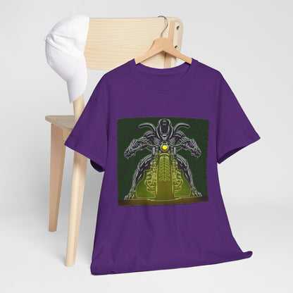 Alien Biker Neon Sci‑Fi Motorcycle T-Shirt