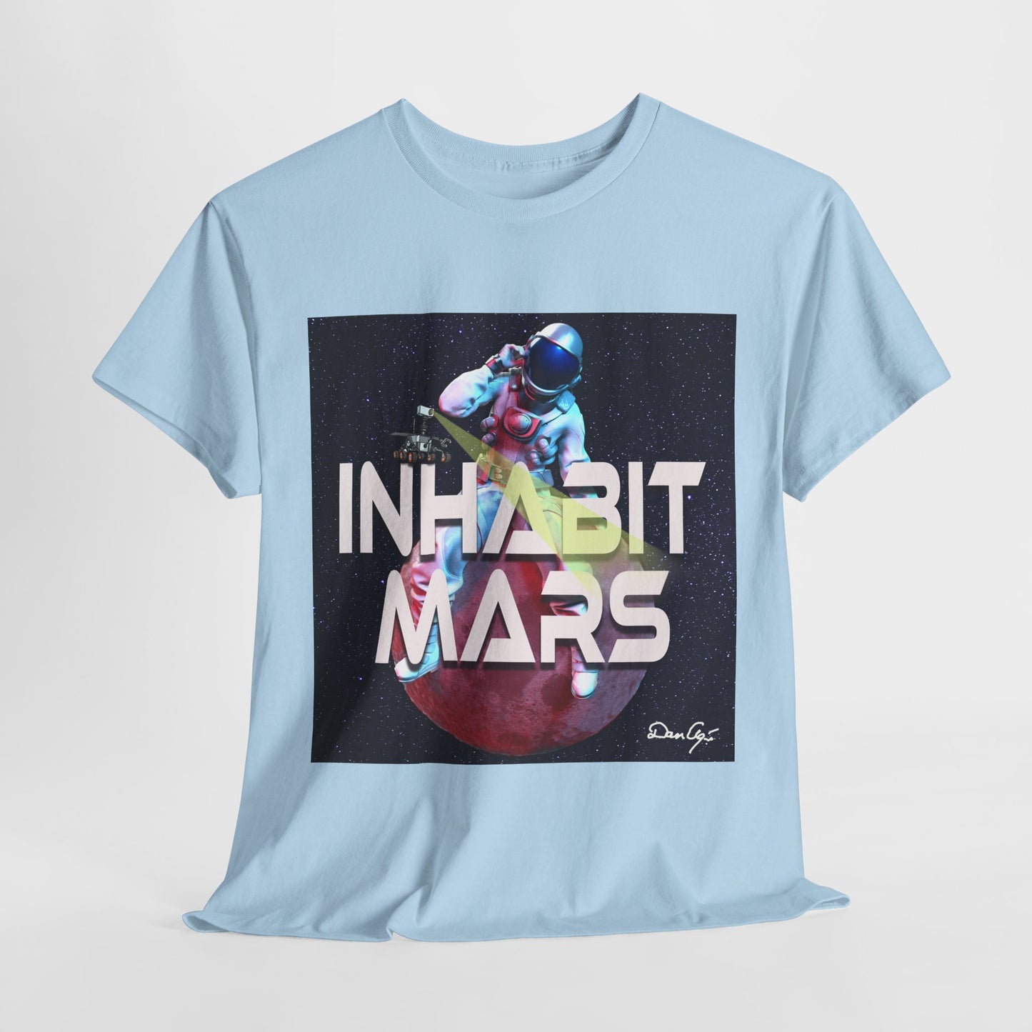 Inhabit Mars, Unisex Heavy Cotton Tee, Space, SpaceX, Universe, UFO, multiverse, graphic design, png, graphic design, t-shirts, tee