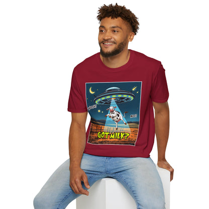 Got Milk? Cow UFO Unisex Softstyle T-Shirt – Fun Graphic Tee for Dairy Lovers, graphic tees, t-shirt, tshirt, graphic design, png