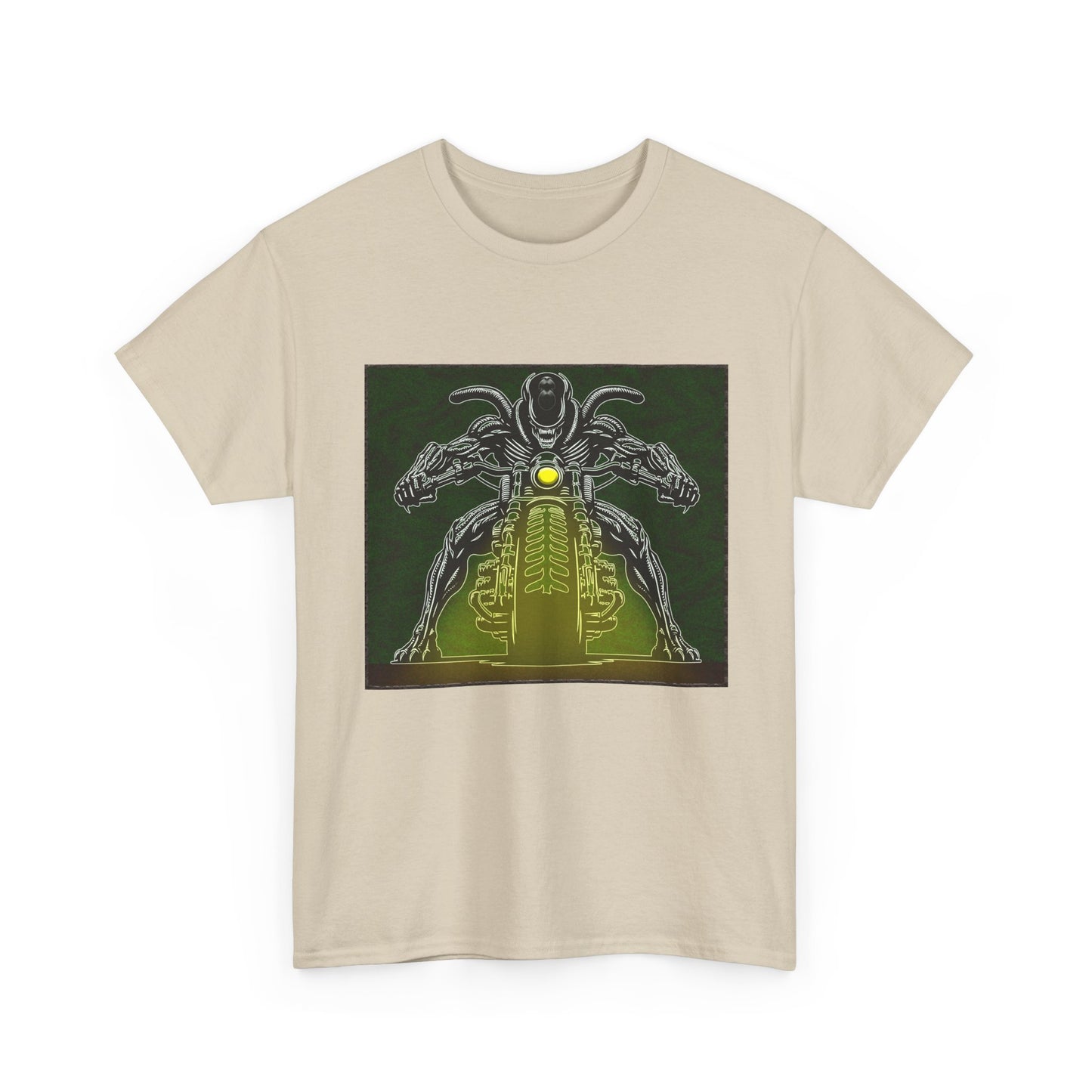 Alien Biker Neon Sci‑Fi Motorcycle T-Shirt