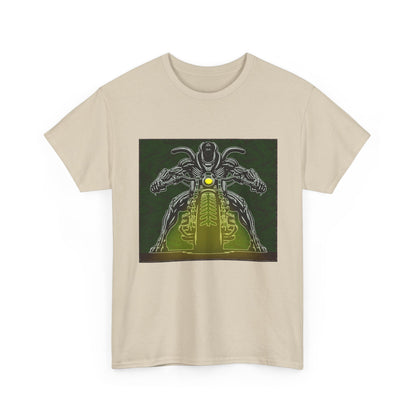 Alien Biker Neon Sci‑Fi Motorcycle T-Shirt