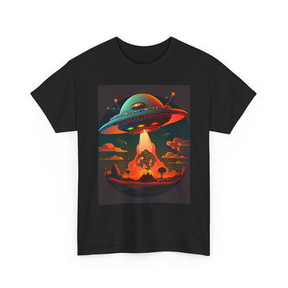 UFO, Bigfoot, Unisex Heavy Cotton Tee, graphic design, t-shirt, t-shirts, tshirts, png