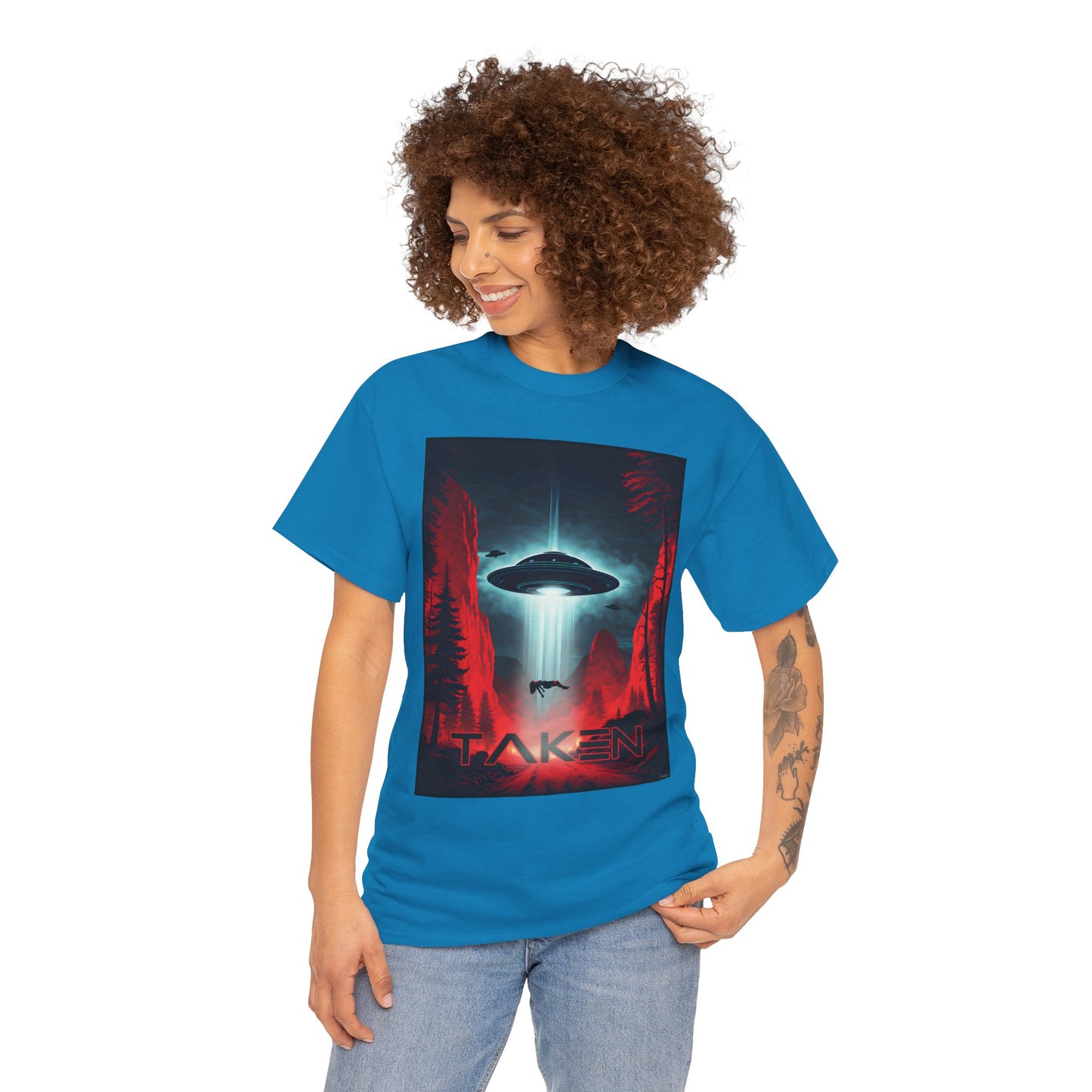 Taken, Unisex Heavy Cotton Tee, UFO inspired t-shirt, graphic design, art, png, t-shirts, tshirts, tee