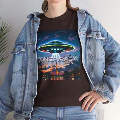 Retro Neon Alien UFO T-Shirt — "Conspiracy at DC" Graphic Tee