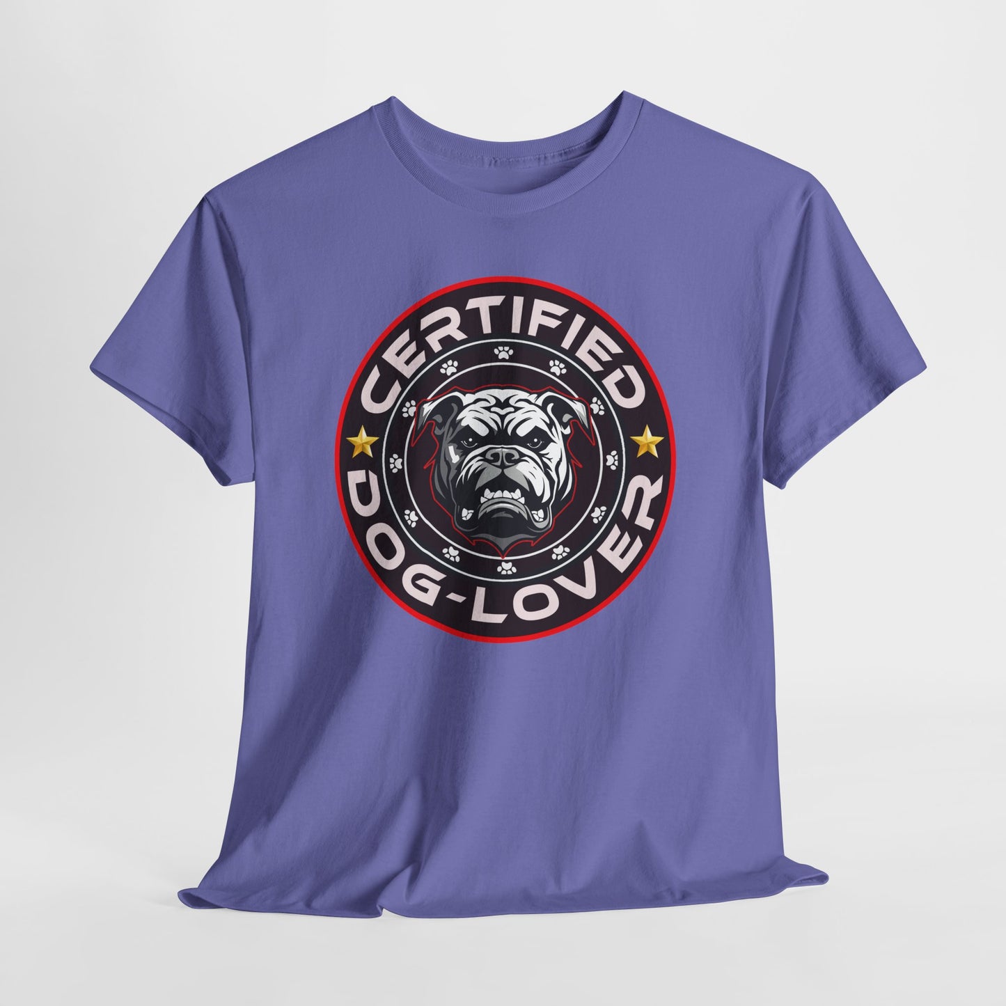 Certified Dog Lover Unisex Tee - Bulldog Print Design, GraphicTees, t-shirt, tshirt, png
