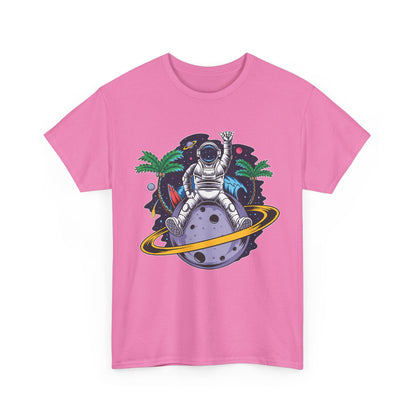 Cosmic Adventure, Unisex Heavy Cotton Tee - Astronaut & Planet Design, graphic design, png, art