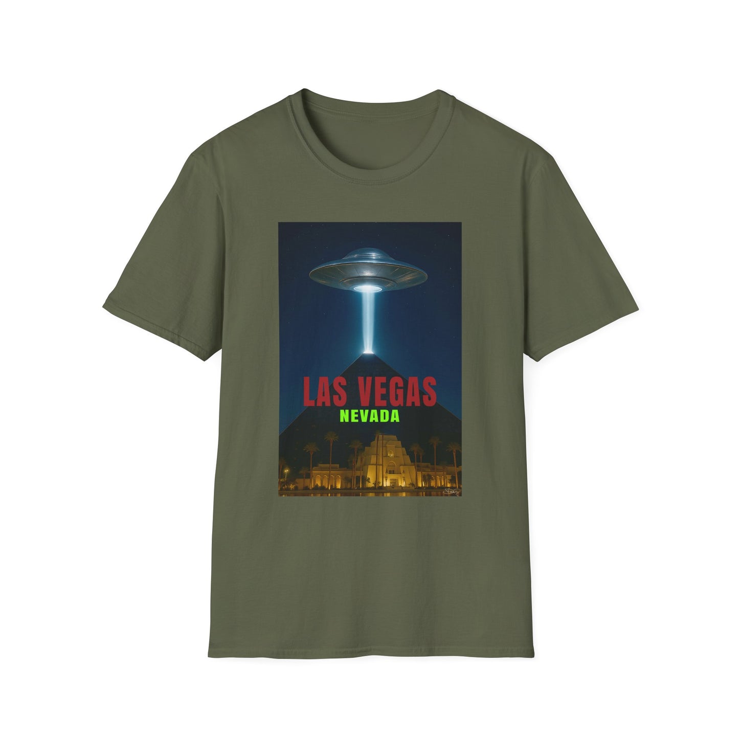 Luxor UFO, Las Vegas UFO Unisex Softstyle T-Shirt - Retro Nevada Design, graphic design, t-shirts, tshirts, tees, GraphicTees, png