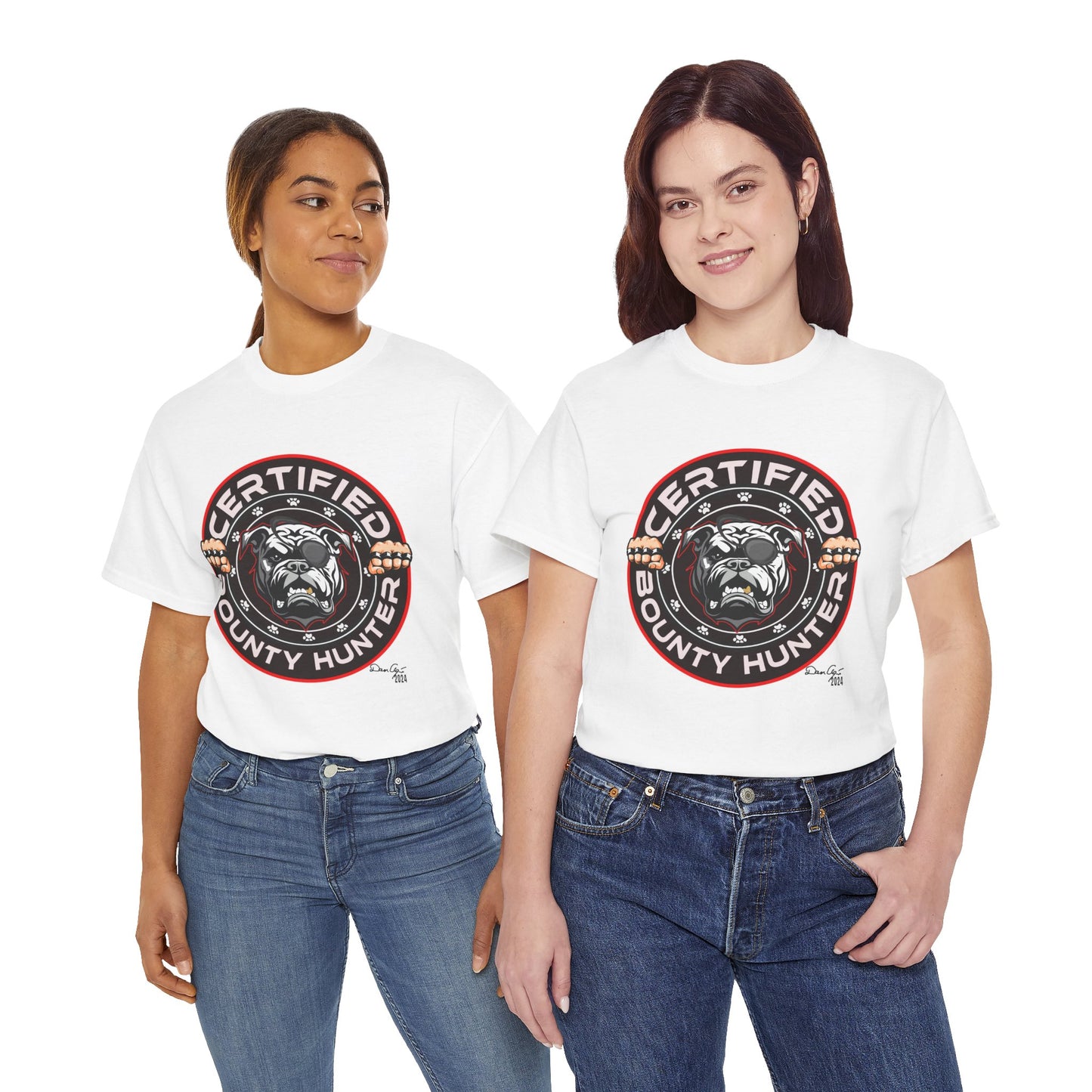 Certified Bounty Hunter, Unisex Heavy Cotton Tee, comedy, bulldog, print design, png, GraphicTees
