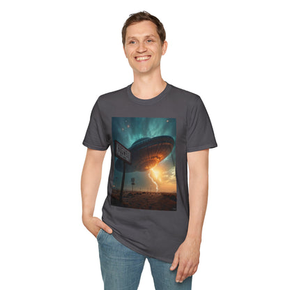 Roswell City Limits, Alien Sunset Softstyle T-Shirt | Unisex Graphic Tee, UFO Theme Shirt, Casual, Gift for Sci-Fi Lovers, Summer Fashion