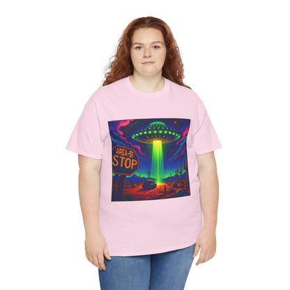 Area 51 Stop UFO Abduction T-Shirt — Neon Alien Invasion Tee