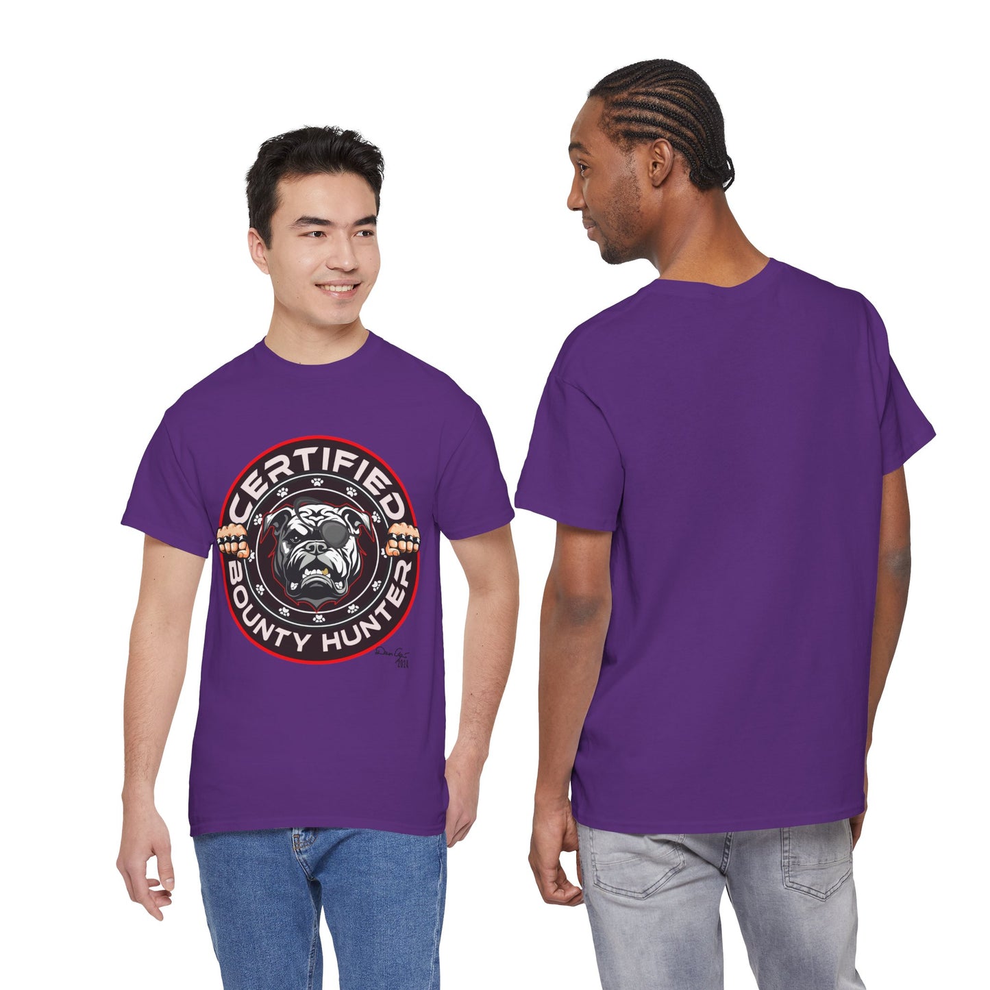 Certified Bounty Hunter, Unisex Heavy Cotton Tee, comedy, bulldog, print design, png, GraphicTees