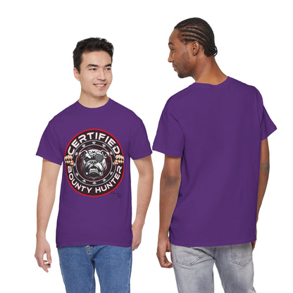 Certified Bounty Hunter, Unisex Heavy Cotton Tee, comedy, bulldog, print design, png, GraphicTees