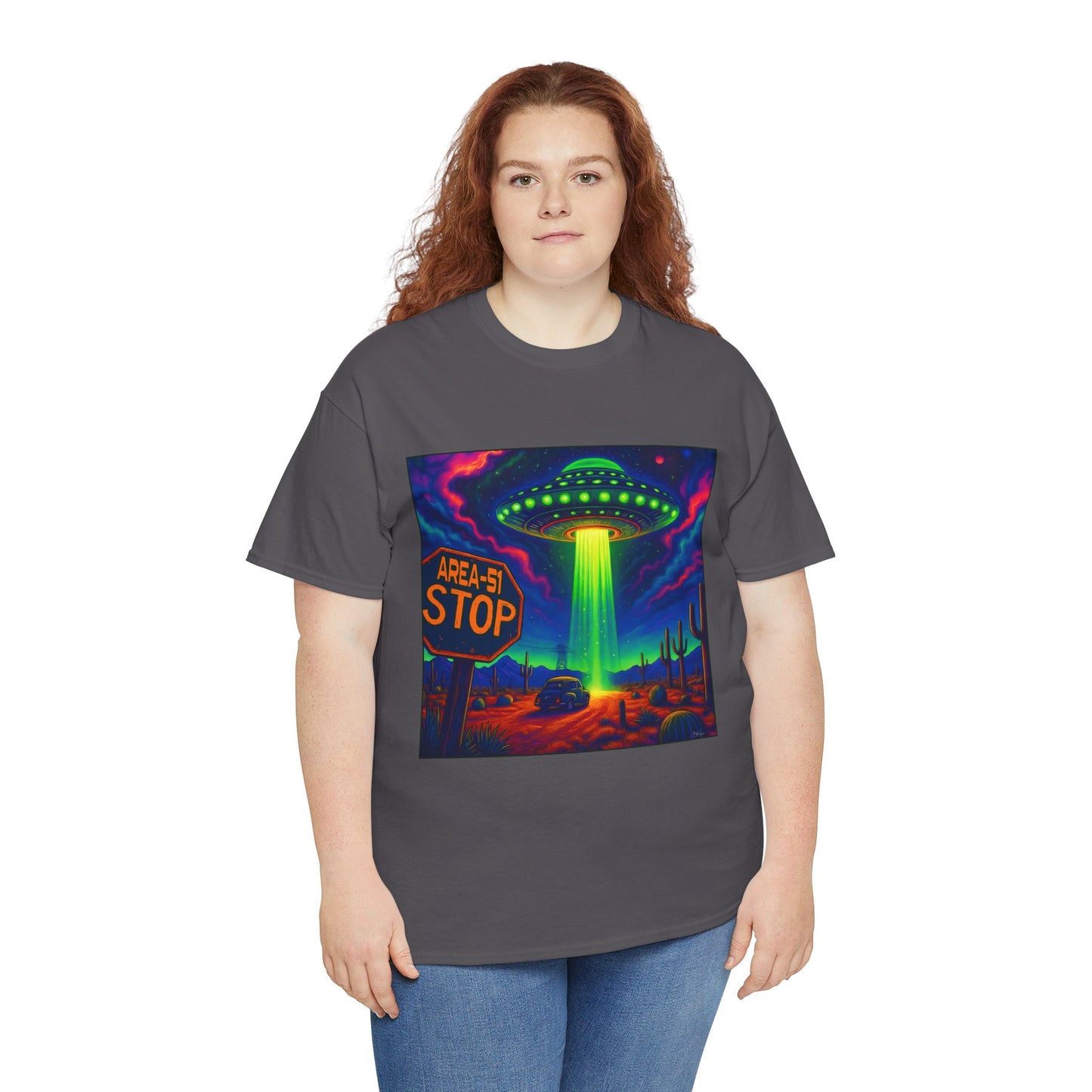 Area 51 Stop UFO Abduction T-Shirt — Neon Alien Invasion Tee