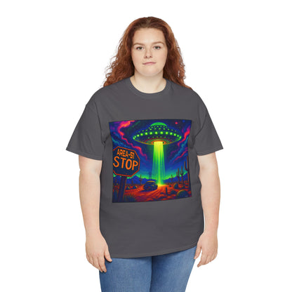 Area 51 Stop UFO Abduction T-Shirt — Neon Alien Invasion Tee