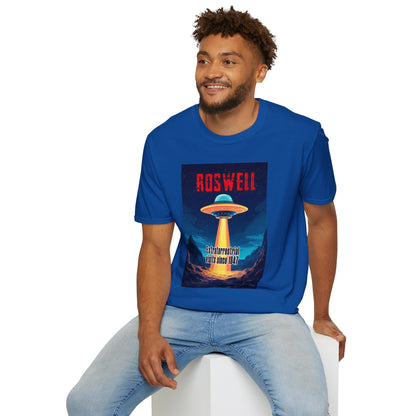 Roswell Alien Encounter Unisex T-Shirt, Retro Space UFO Tee, Sci-Fi Lovers Gift, Convention Wear, Extraterrestrial Tee, graphic design, png