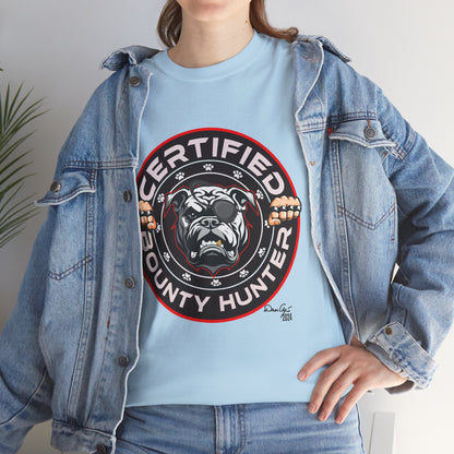 Certified Bounty Hunter, Unisex Heavy Cotton Tee, comedy, bulldog, print design, png, GraphicTees