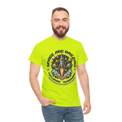 Space Age Dreams, Unisex Heavy Cotton Tee - Retro Rocket Design for Space Lovers, graphic design, png