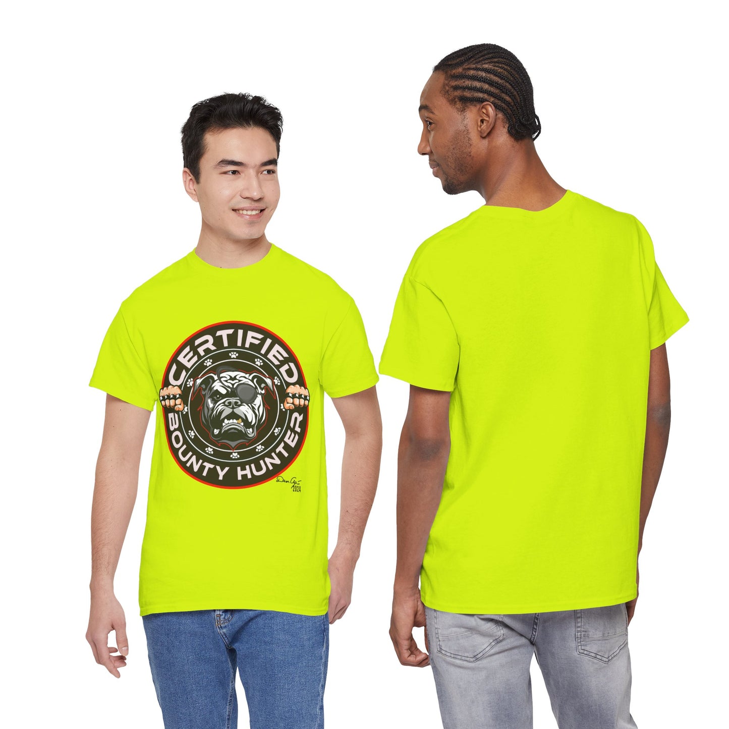 Certified Bounty Hunter, Unisex Heavy Cotton Tee, comedy, bulldog, print design, png, GraphicTees