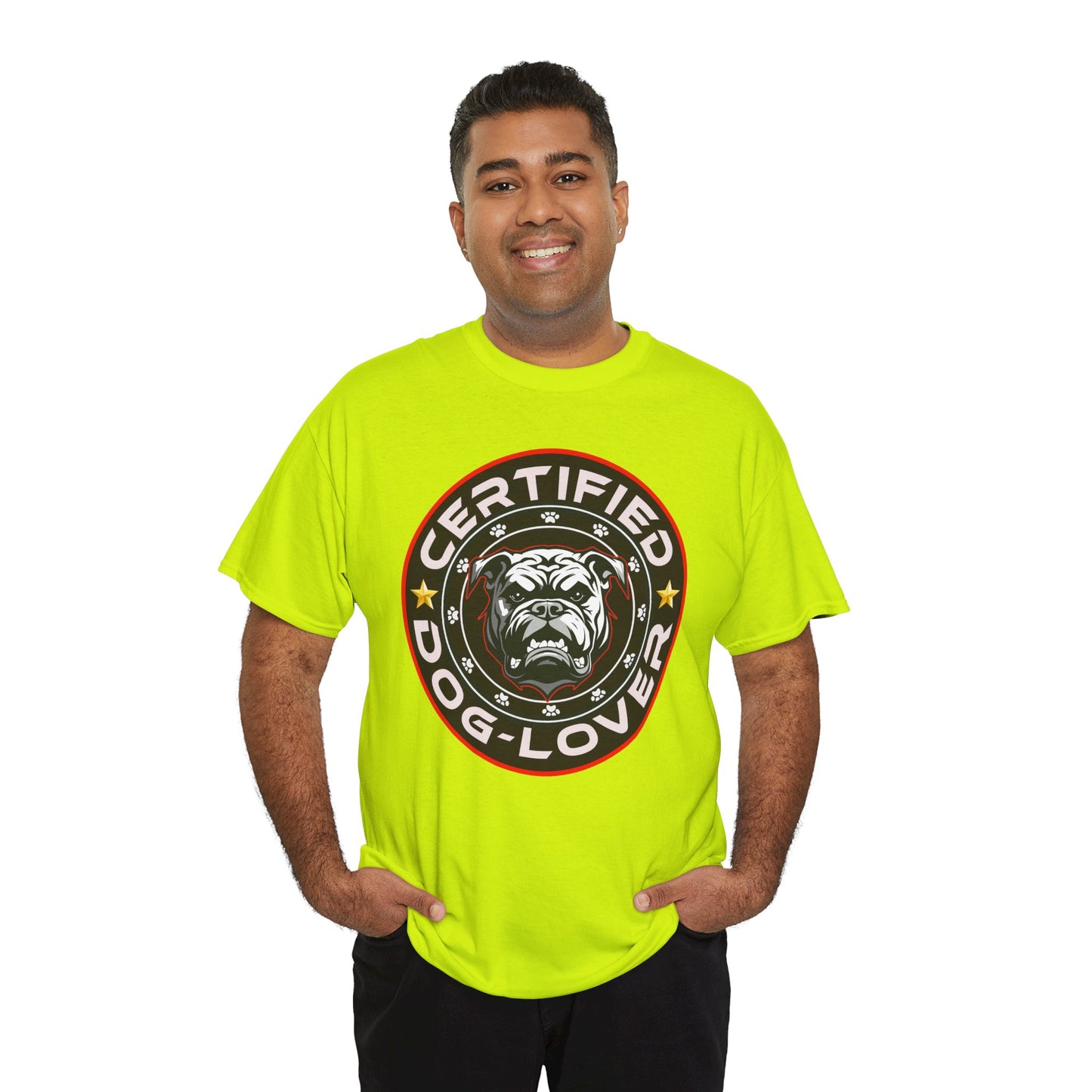 Certified Dog Lover Unisex Tee - Bulldog Print Design, GraphicTees, t-shirt, tshirt, png