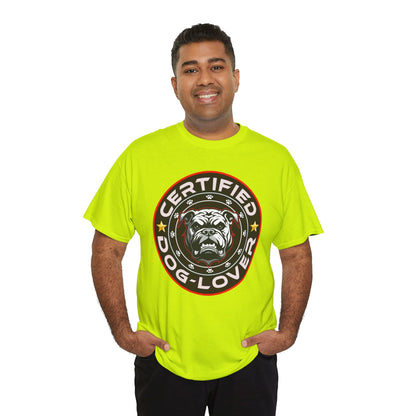Certified Dog Lover Unisex Tee - Bulldog Print Design, GraphicTees, t-shirt, tshirt, png