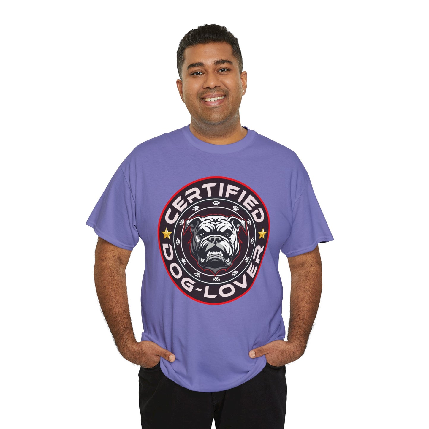 Certified Dog Lover Unisex Tee - Bulldog Print Design, GraphicTees, t-shirt, tshirt, png