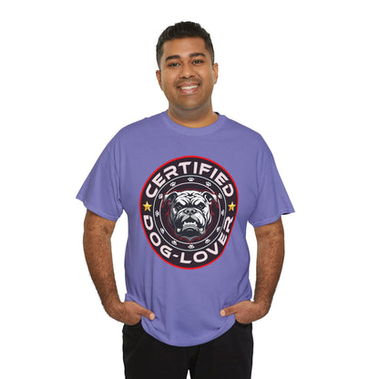 Certified Dog Lover Unisex Tee - Bulldog Print Design, GraphicTees, t-shirt, tshirt, png