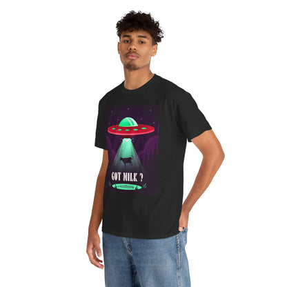 Got Milk? Unisex Heavy Cotton Tee, UFO abduction, comedy, funny, t-shirt, t-shirt, graphic design, tee, png