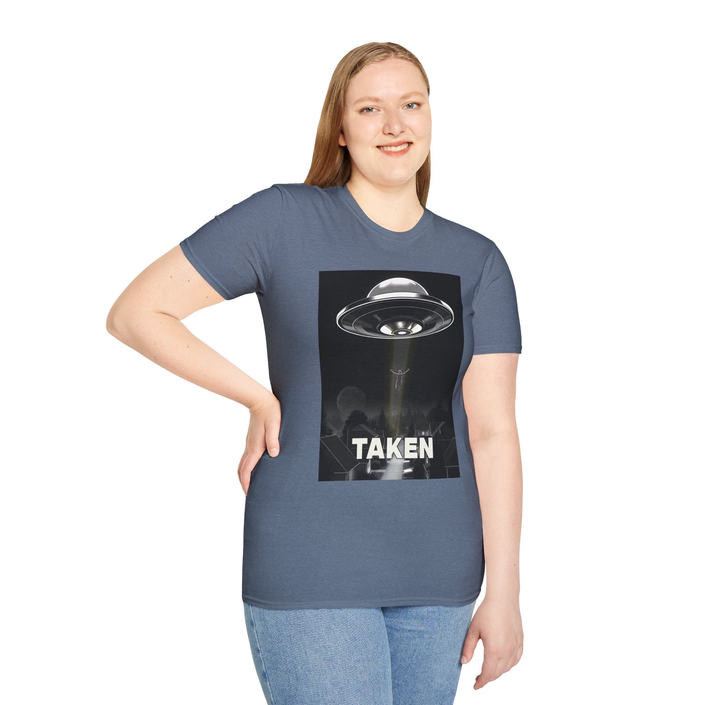 Taken 3, Alien Theme Unisex Softstyle T-Shirt, Fun Graphic Tee for UFO Lovers, Great for Casual Wear, Gifts for Sci-Fi Fans, Cool Shirt