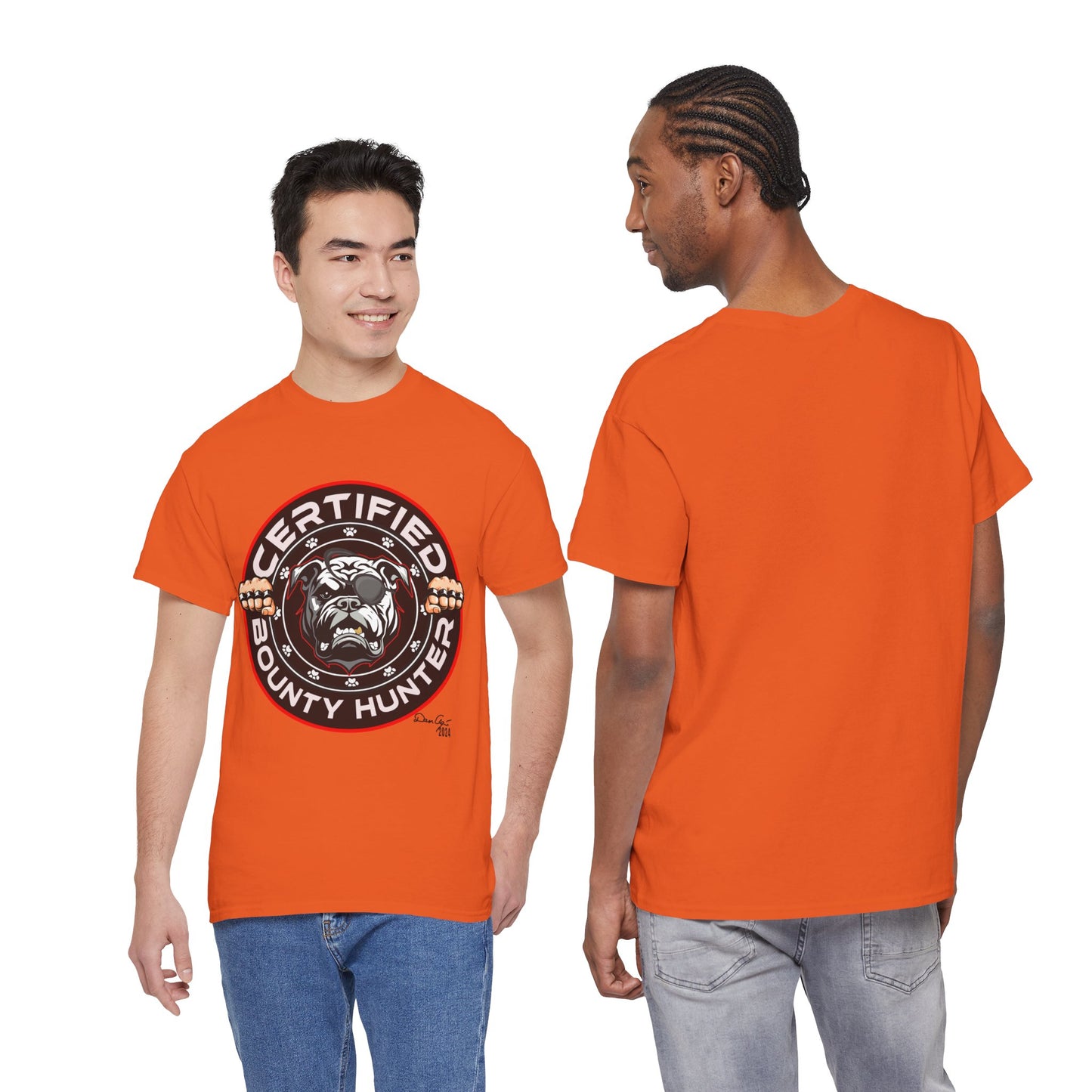 Certified Bounty Hunter, Unisex Heavy Cotton Tee, comedy, bulldog, print design, png, GraphicTees