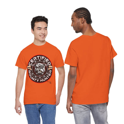 Certified Bounty Hunter, Unisex Heavy Cotton Tee, comedy, bulldog, print design, png, GraphicTees