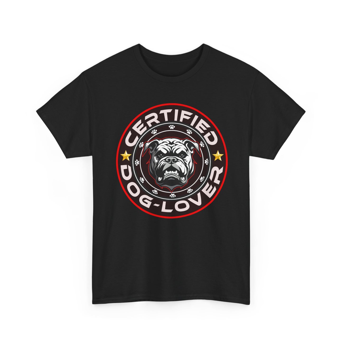 Certified Dog Lover Unisex Tee - Bulldog Print Design, GraphicTees, t-shirt, tshirt, png