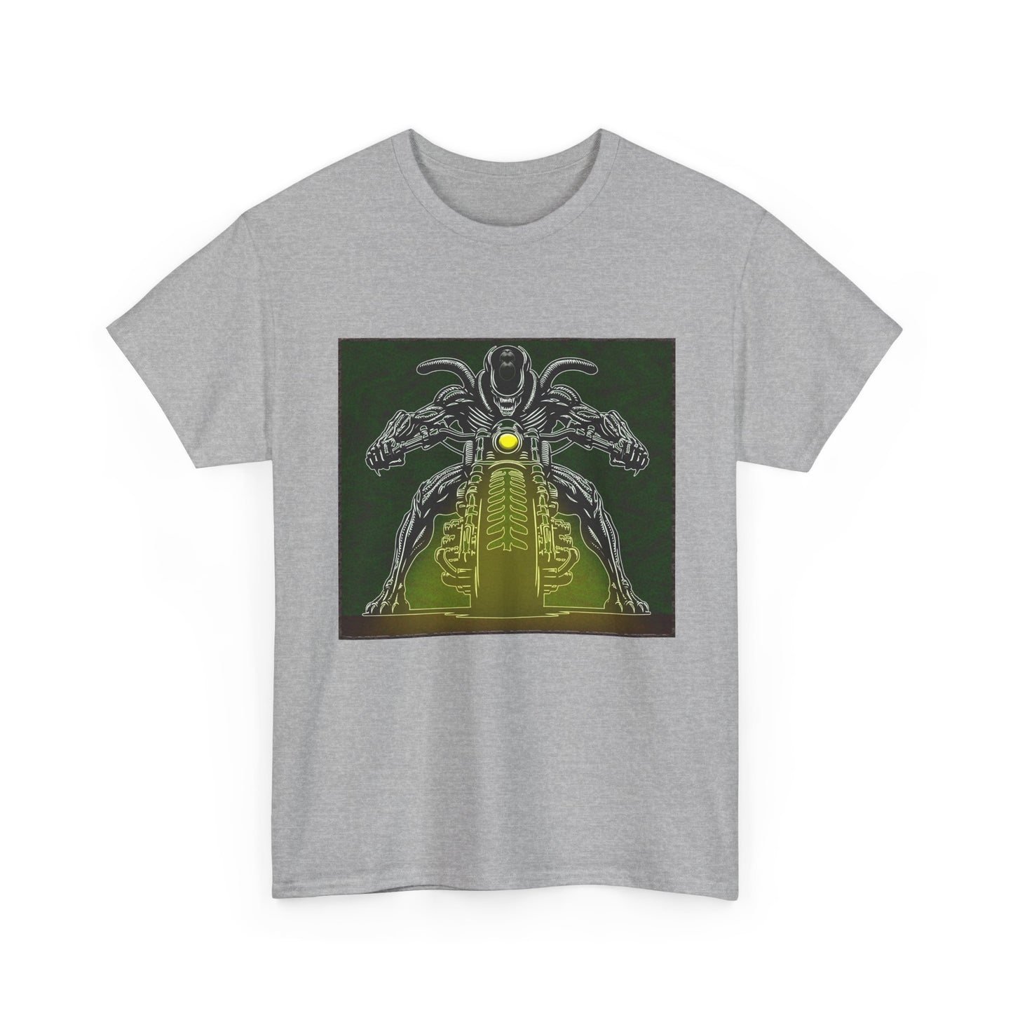 Alien Biker Neon Sci‑Fi Motorcycle T-Shirt