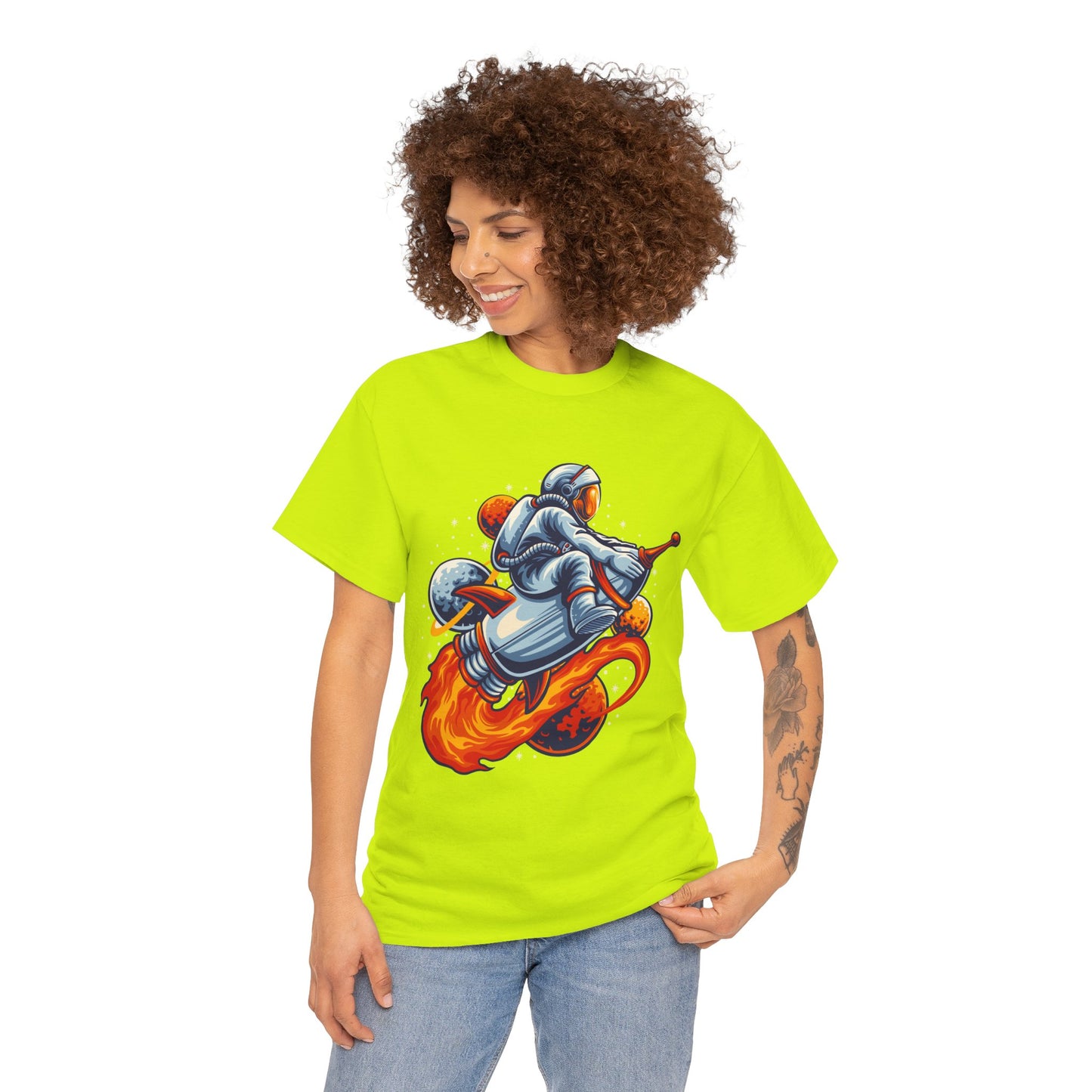 Retro Space Explorer Unisex Heavy Cotton Tee, graphic designed, tees, t-shirt, t-shirts, png