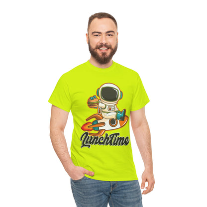 Astronaut Lunchtime Unisex Heavy Cotton Tee - Fun Graphic T-Shirt for Space Lovers, GraphicTees, png, t-shirts, tshirts