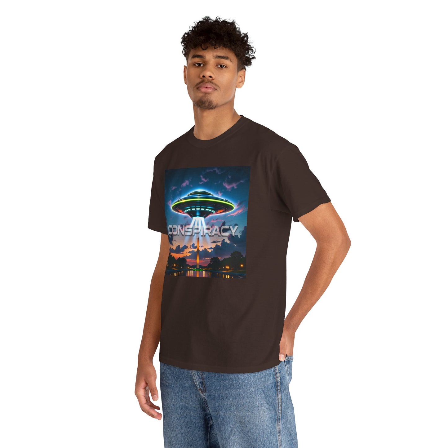 Retro Neon Alien UFO T-Shirt — "Conspiracy at DC" Graphic Tee