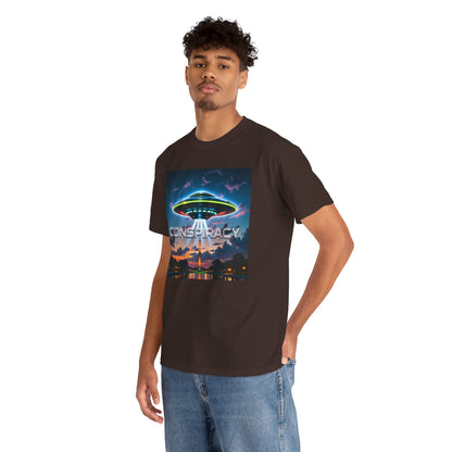 Retro Neon Alien UFO T-Shirt — "Conspiracy at DC" Graphic Tee