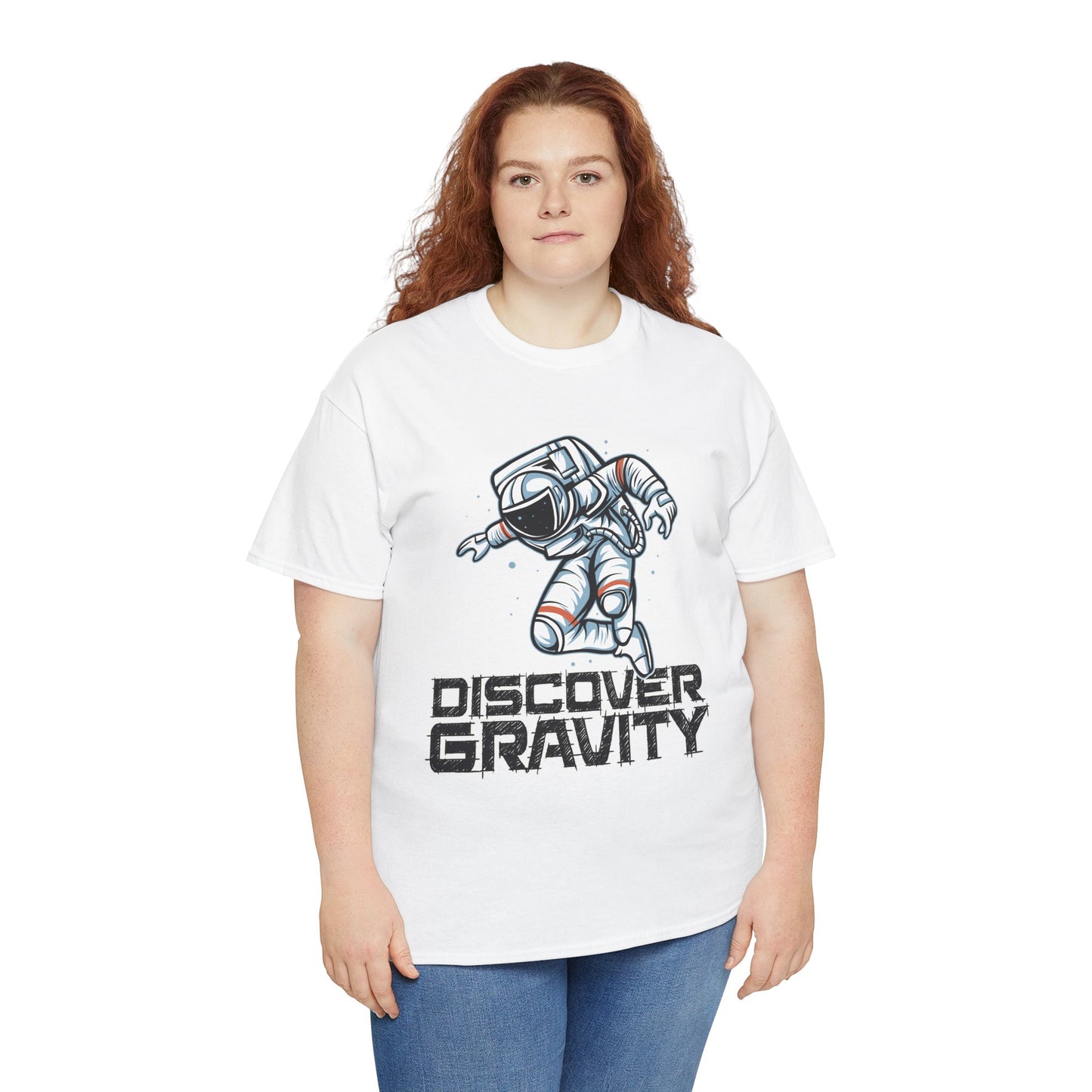 Discover Gravity. Unisex Heavy Cotton Tee - Fun Astronaut, Astronomy Graphic Tee - Unisex graphic design, png Express Delivery available