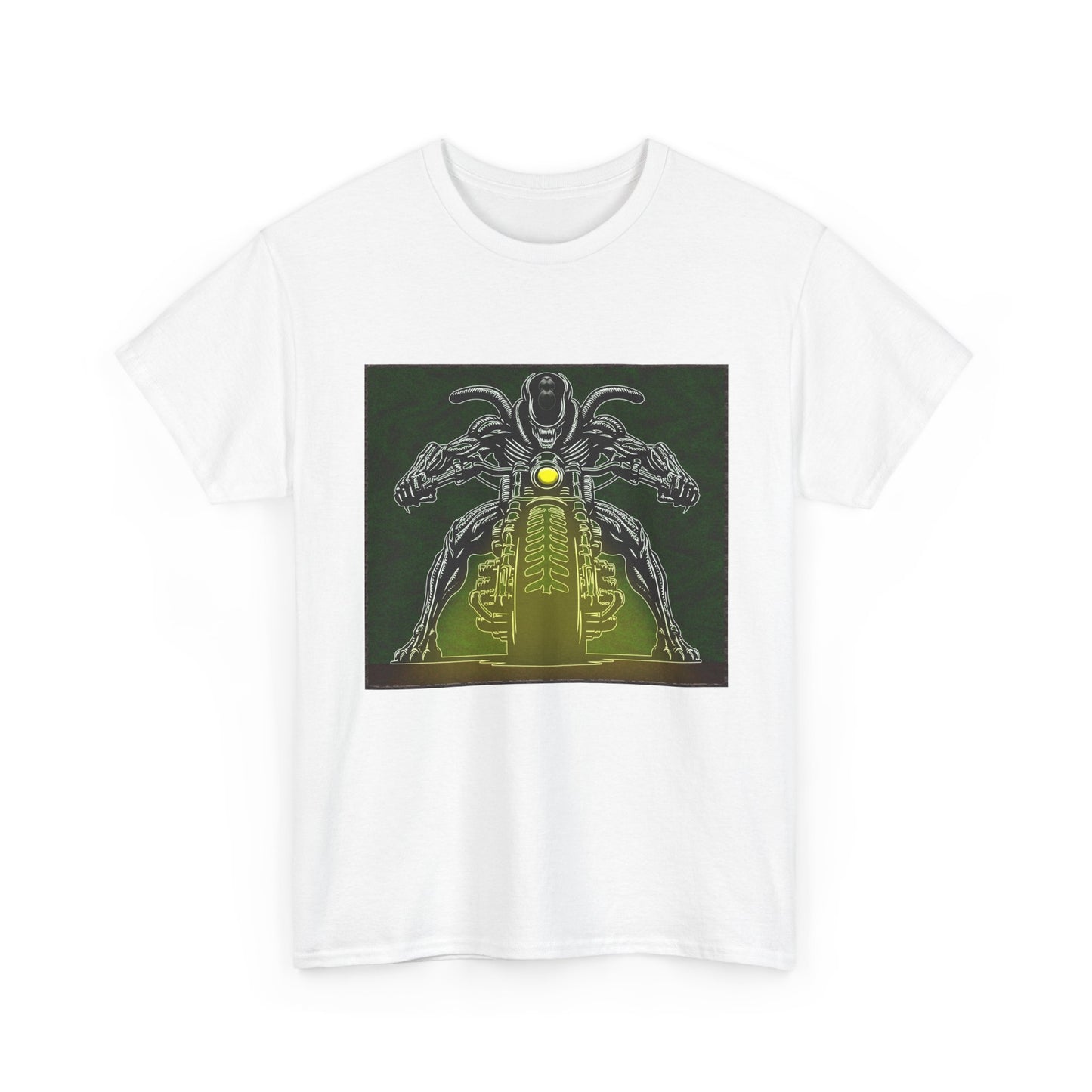 Alien Biker Neon Sci‑Fi Motorcycle T-Shirt